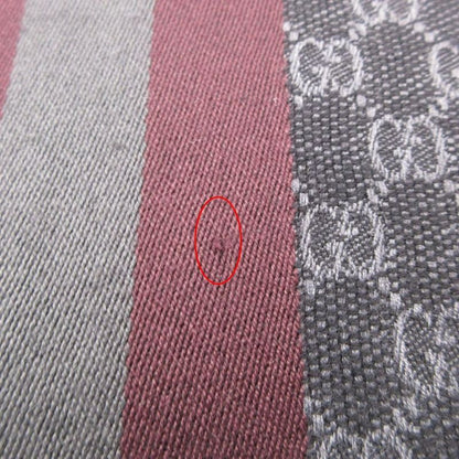 Gucci Scarf Shawl Web Line GG Pattern Fringe Gray Black