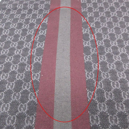 Gucci Scarf Shawl Web Line GG Pattern Fringe Gray Black