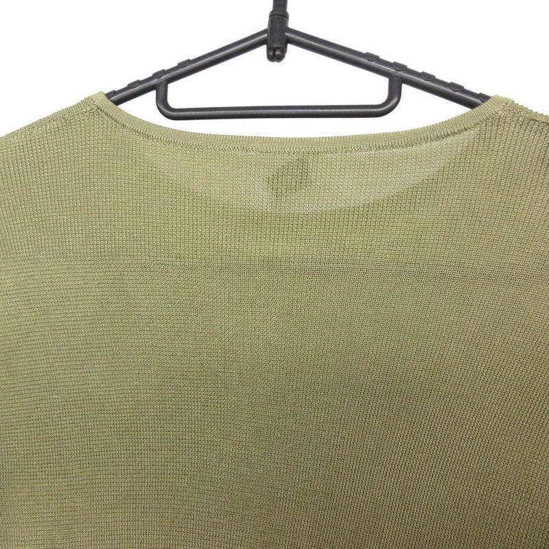 Saint Laurent Knit Crop Top Sheer Pullover Top S Green Sweater