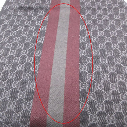 Gucci Scarf Shawl Web Line GG Pattern Fringe Gray Black