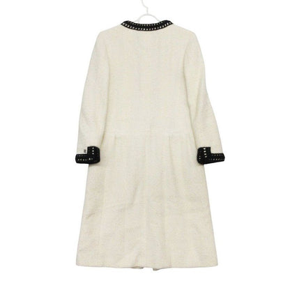 Chanel Bicolor Tweed Coat White 36