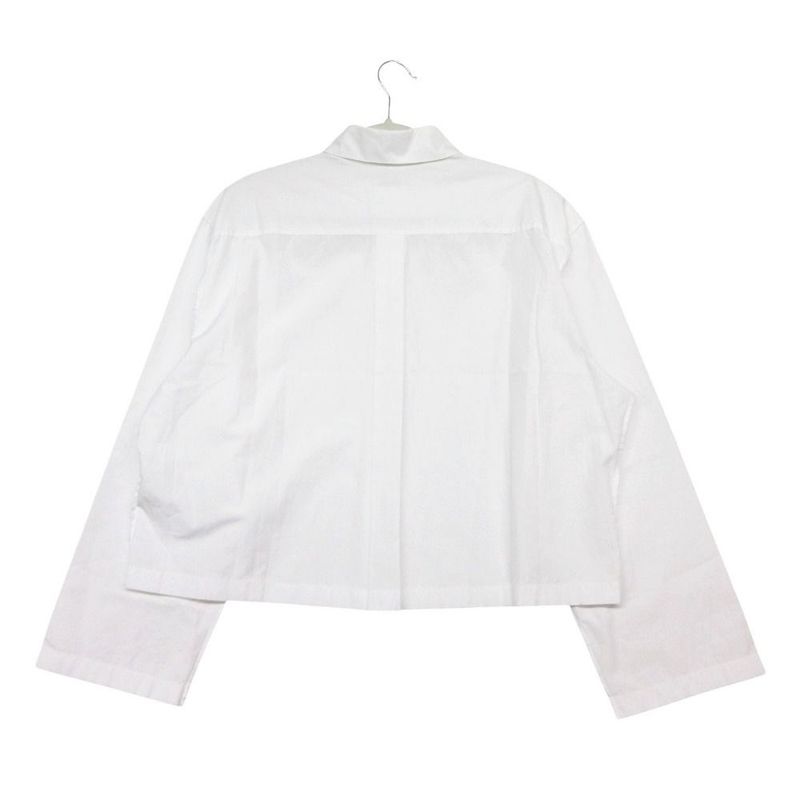 Chanel Quality Shirt Blouse Long Sleeve Wide CC Logo Button Inside Out Top White