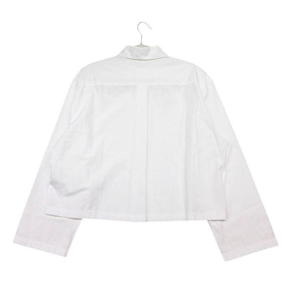 Chanel Quality Shirt Blouse Long Sleeve Wide CC Logo Button Inside Out Top White