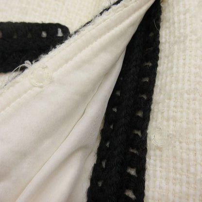 Chanel Bicolor Tweed Coat White 36