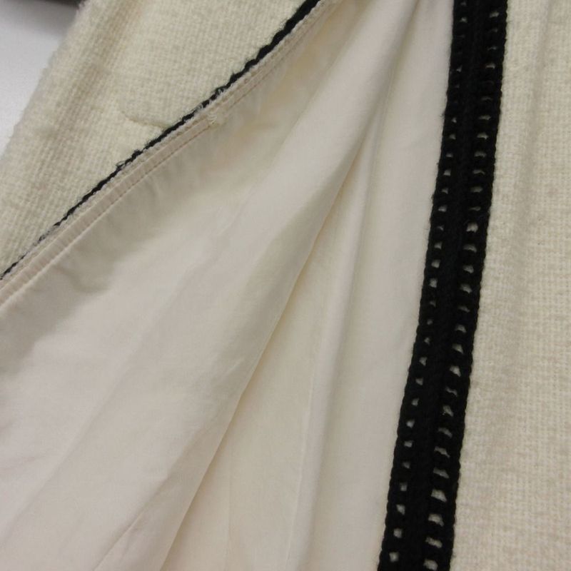 Chanel Bicolor Tweed Coat White 36
