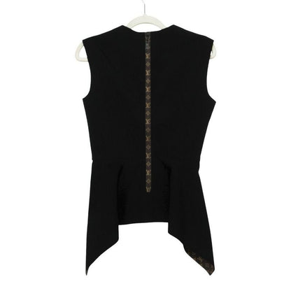 Louis Vuitton Peplum Top Stretch Top Sleeveless Monogram 34 XS Black