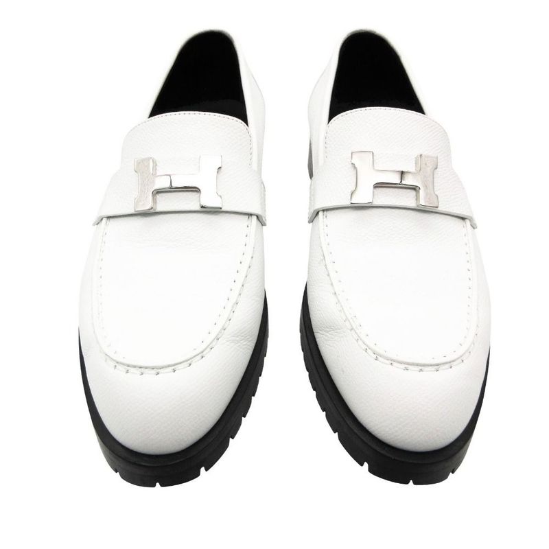 Hermes Lofa Moccasins Faubourg Veau Epsom White 37