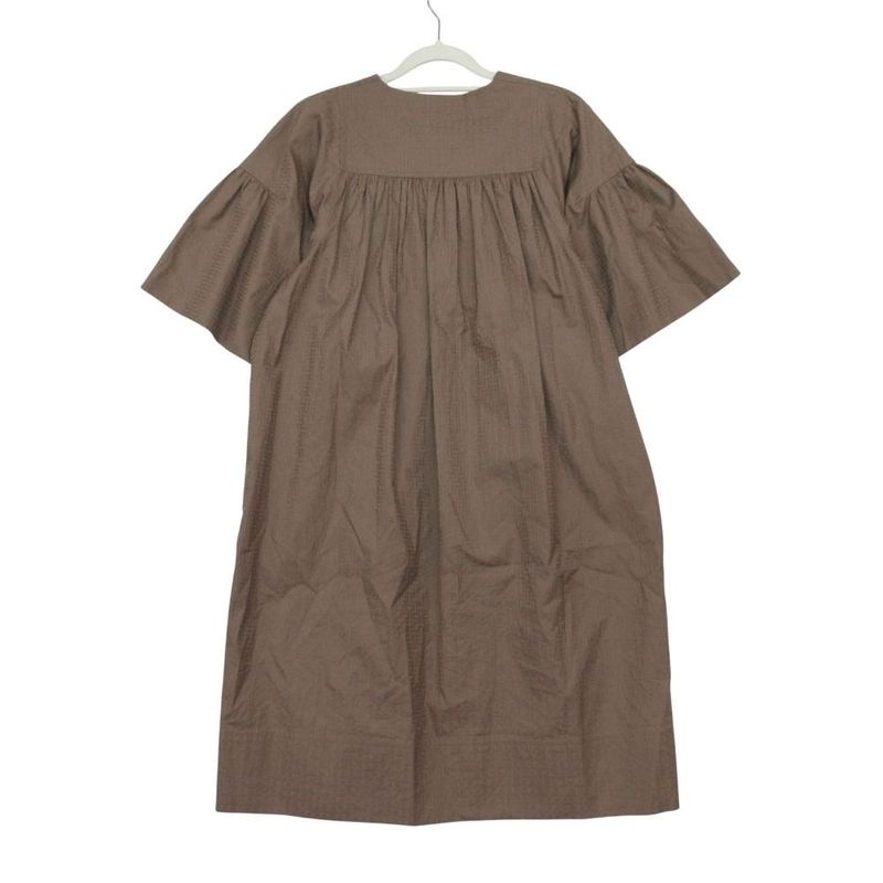 Hermes Dress Bohemian Short Gauze Mosaic 40 L Brown