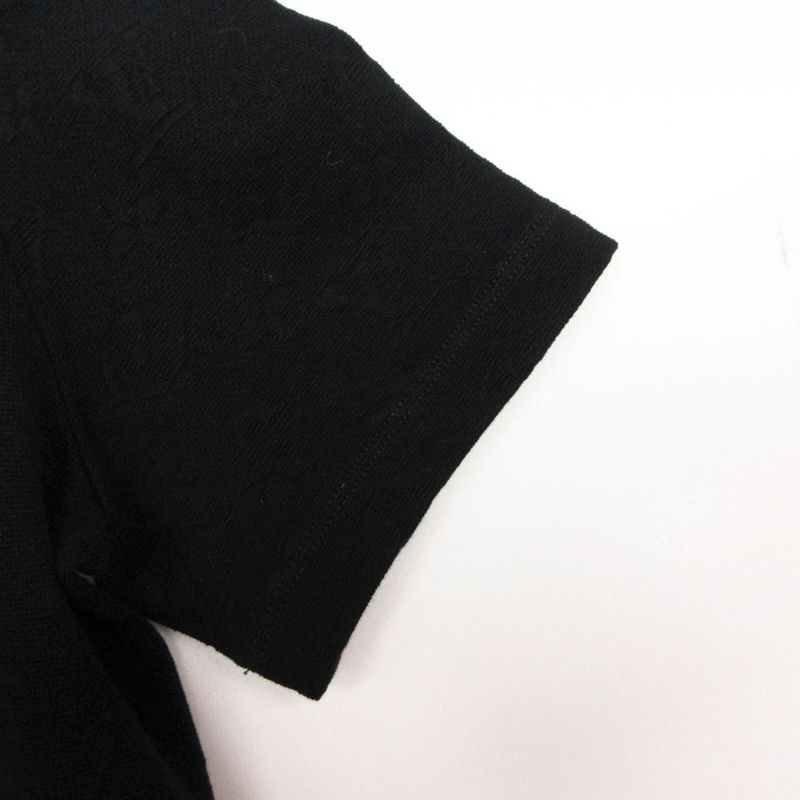 Louis Vuitton Dress Short Sleeve Monogram Pique Polo Gold Button L Black