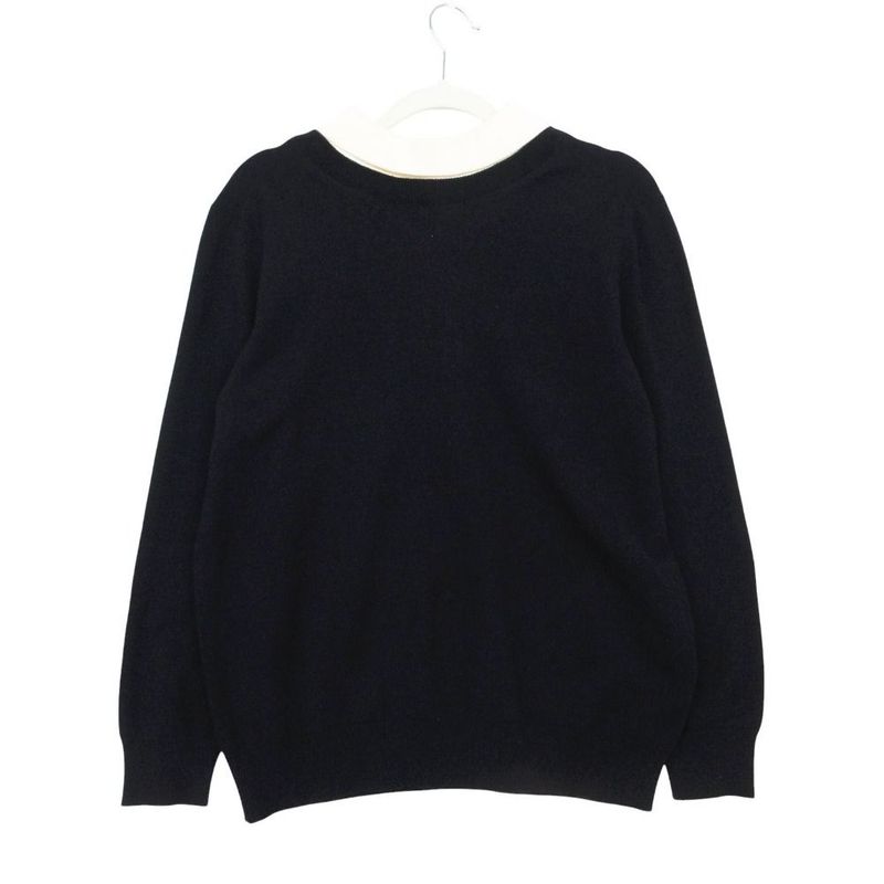 Louis Vuitton Cashmere Blend Knit Sweater Long Sleeve Layered 2-Way Top S Navy