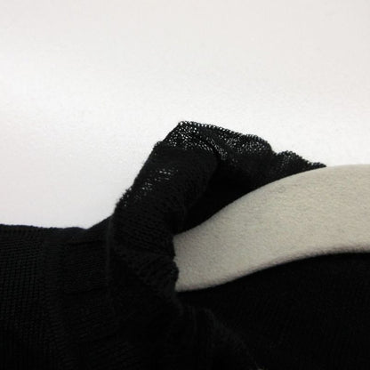 Hermes Silk Knit Sweater High Neck Long Sleeve Mesh Top 36 S Black