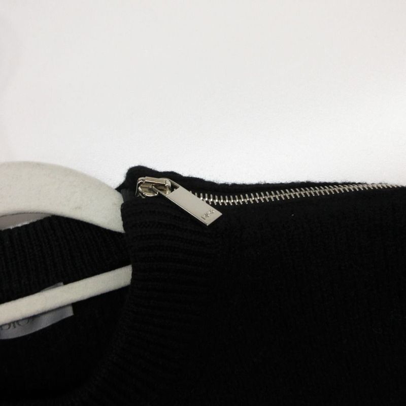 Dior Knit Sweater Long Sleeve Zip Decoration Logo Crew Neck Tight Fit Iline Top