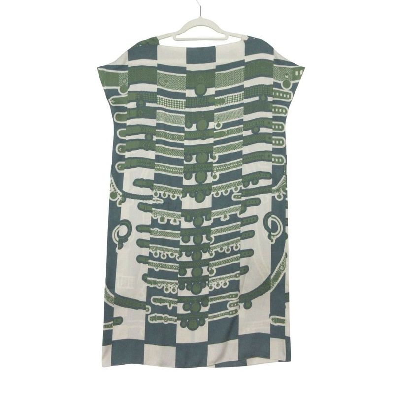 Hermes Silk Dress le Tresor de Medor Rayure 34 S Green