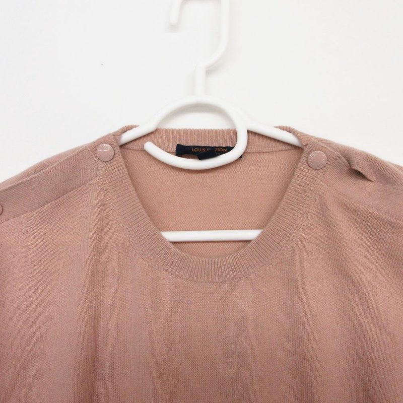 Louis Vuitton Cashmere Knit Sweater Wide Side Slit Pink
