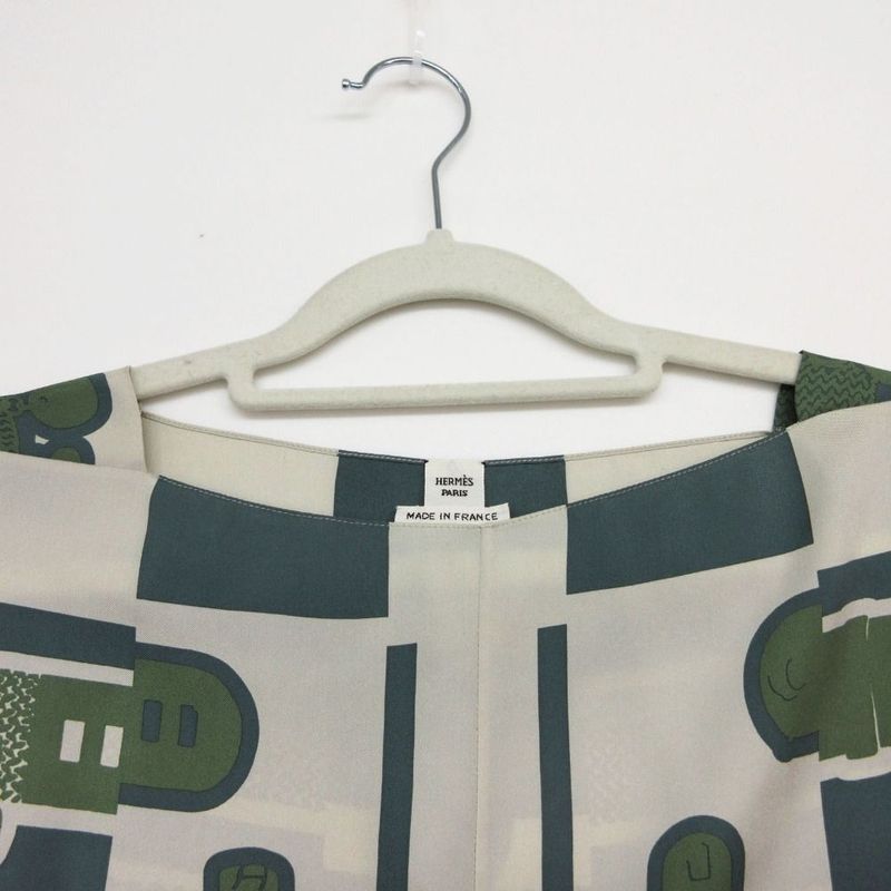 Hermes Silk Dress le Tresor de Medor Rayure 34 S Green