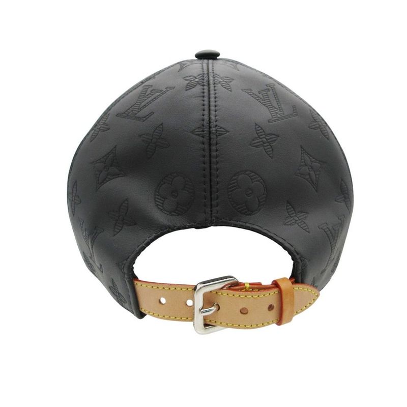 Louis Vuitton Cap Monogram Shadow Leather Hat Black