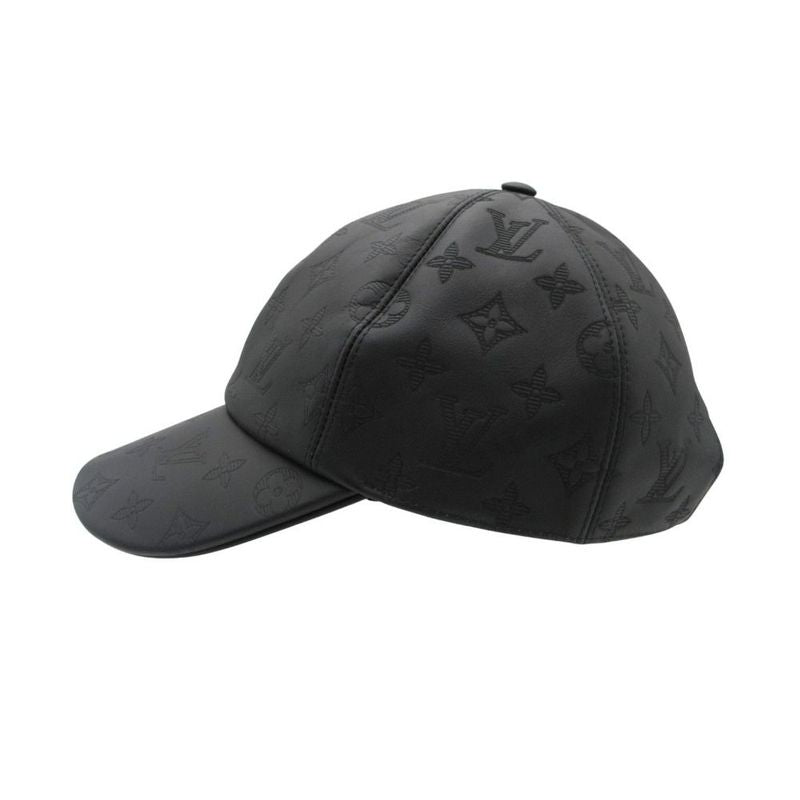 Louis Vuitton Cap Monogram Shadow Leather Hat Black