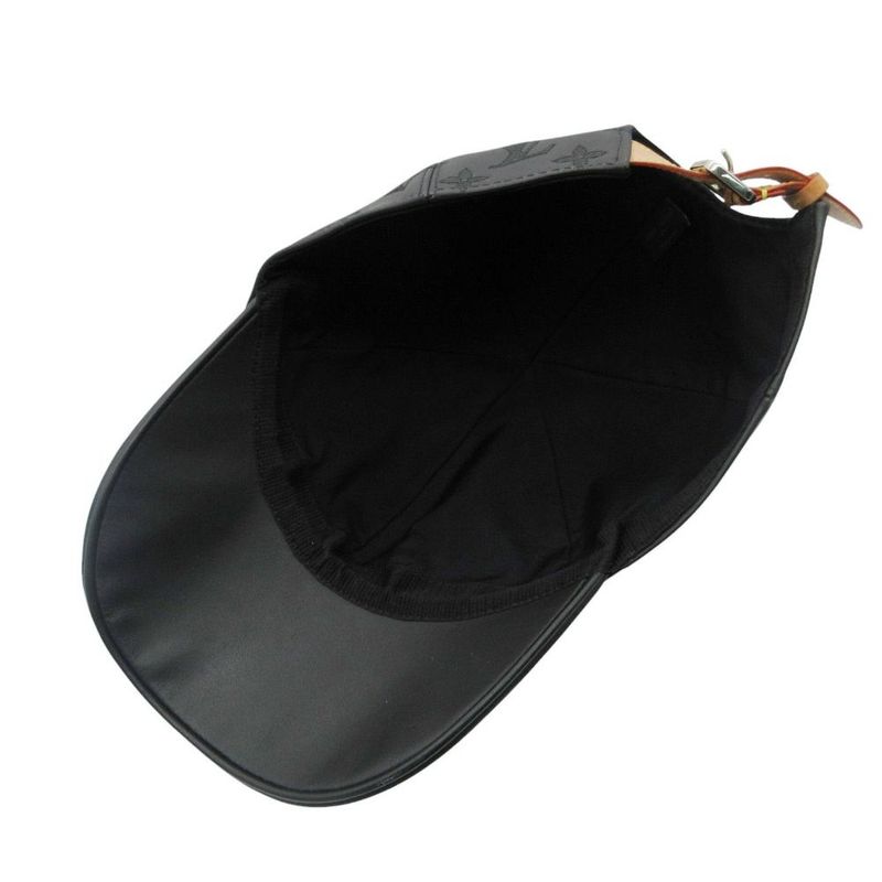 Louis Vuitton Cap Monogram Shadow Leather Hat Black