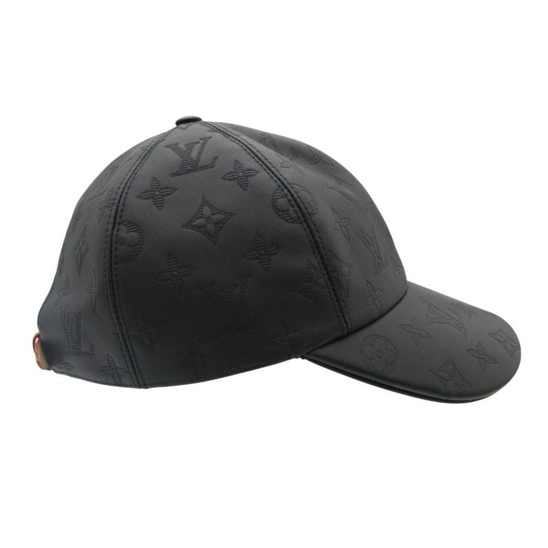 Louis Vuitton Cap Monogram Shadow Leather Hat Black