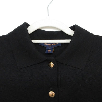 Louis Vuitton Dress Short Sleeve Monogram Pique Polo Gold Button L Black