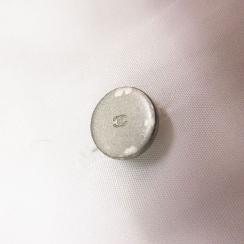 Chanel Quality Shirt Blouse Long Sleeve Wide CC Logo Button Inside Out Top White