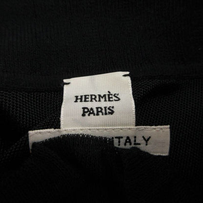Hermes Silk Knit Sweater High Neck Long Sleeve Mesh Top 36 S Black