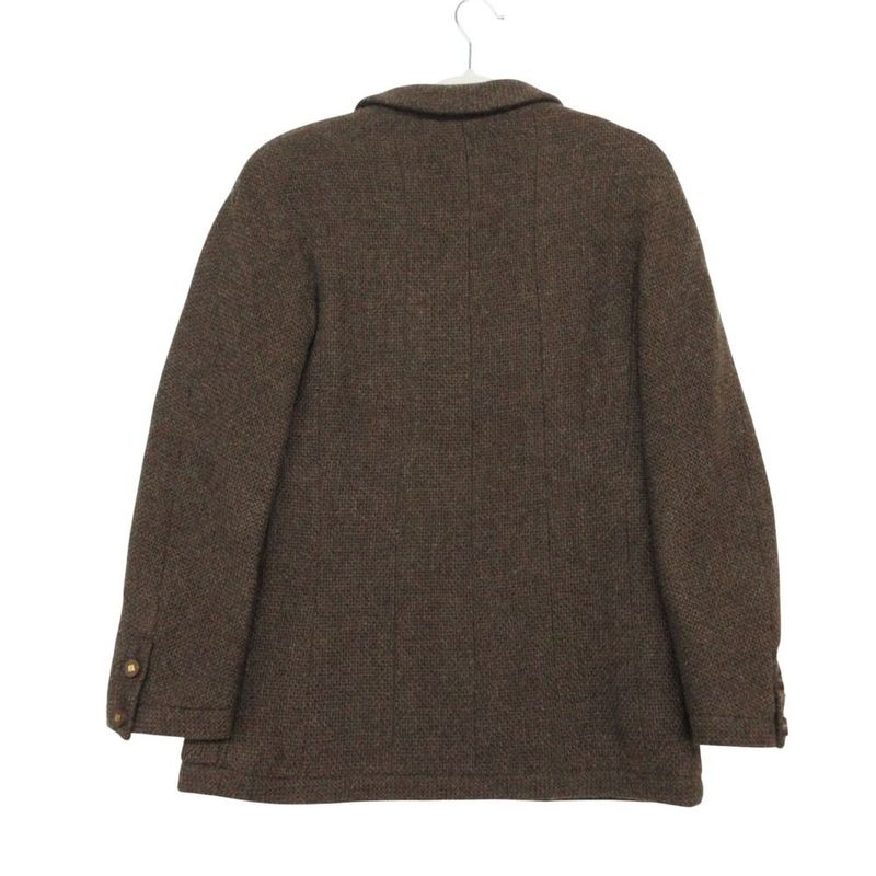 Chanel Vintage Tweed Tailored Jacket Square CC Logo Button 38 M Brown