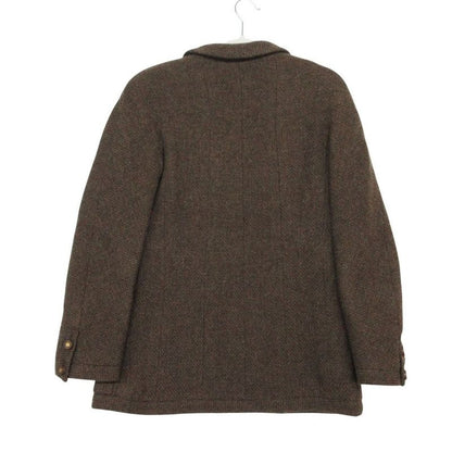 Chanel Vintage Tweed Tailored Jacket Square CC Logo Button 38 M Brown