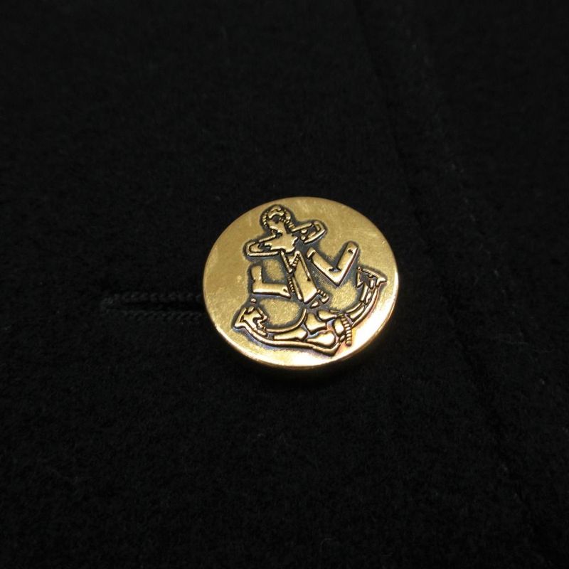Louis Vuitton Cashmere Peacoat Double Breasted Jacket Anchor Gold Button 36 S