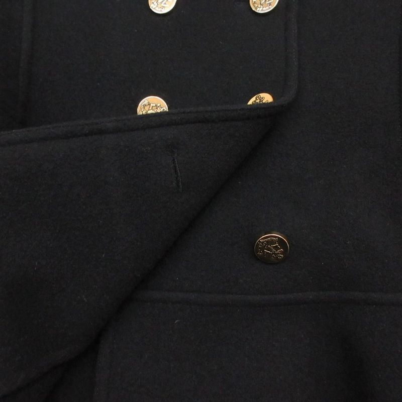 Louis Vuitton Cashmere Peacoat Double Breasted Jacket Anchor Gold Button 36 S