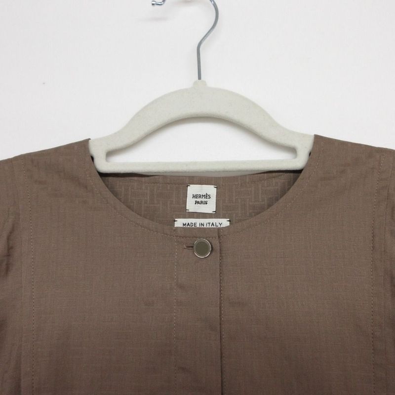 Hermes Dress Bohemian Short Gauze Mosaic 40 L Brown