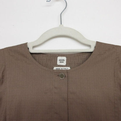 Hermes Dress Bohemian Short Gauze Mosaic 40 L Brown