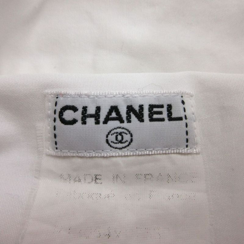 Chanel Quality Shirt Blouse Long Sleeve Wide CC Logo Button Inside Out Top White