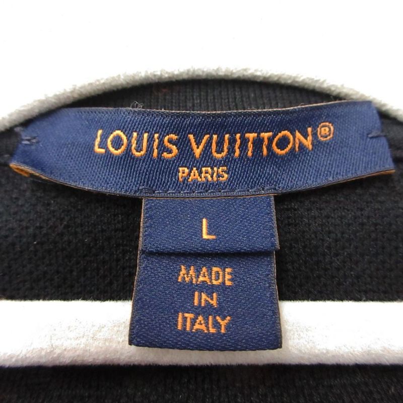 Louis Vuitton Dress Short Sleeve Monogram Pique Polo Gold Button L Black