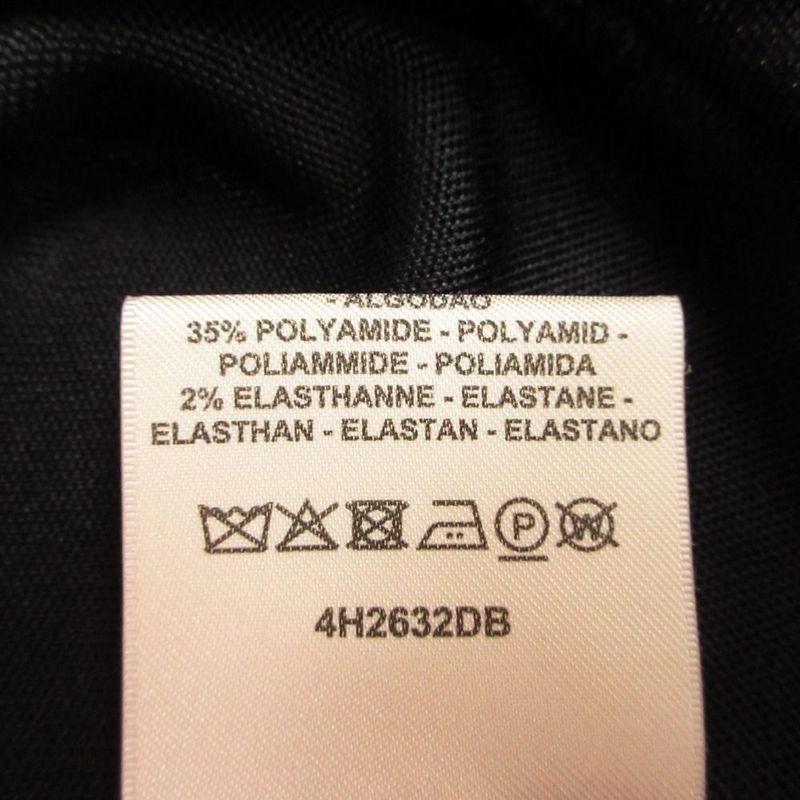 Hermes Silk Knit Sweater High Neck Long Sleeve Mesh Top 36 S Black