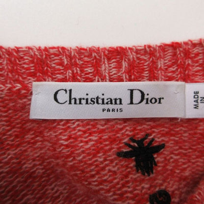 Dior Cashmere Blend Knit Sweater Long Sleeve Heart Embroidery 38 S Red