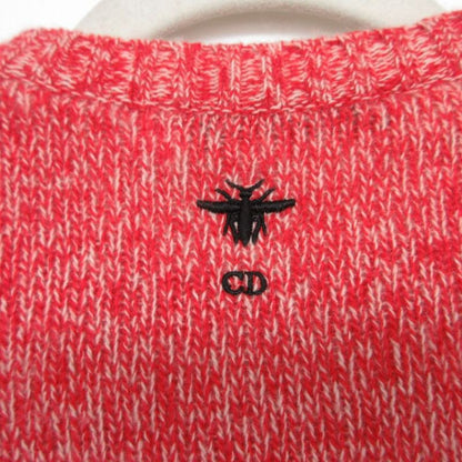 Dior Cashmere Blend Knit Sweater Long Sleeve Heart Embroidery 38 S Red