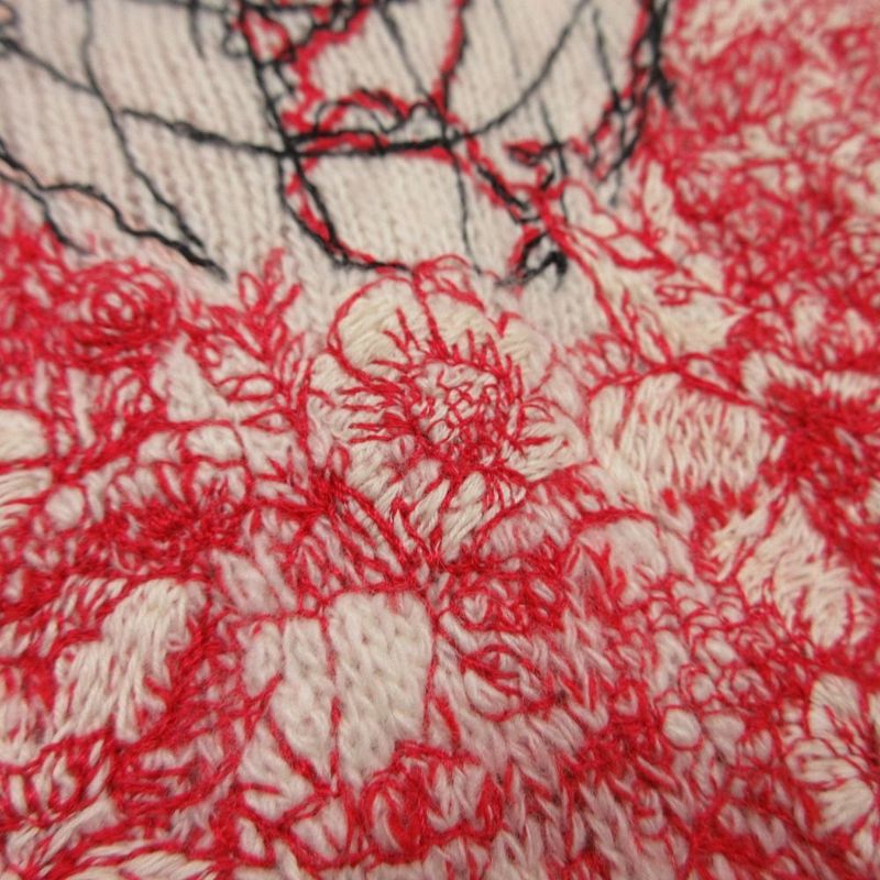 Dior Cashmere Blend Knit Sweater Long Sleeve Heart Embroidery 38 S Red
