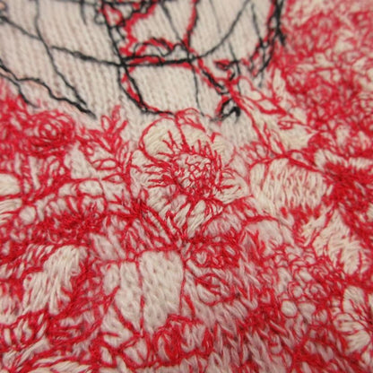 Dior Cashmere Blend Knit Sweater Long Sleeve Heart Embroidery 38 S Red