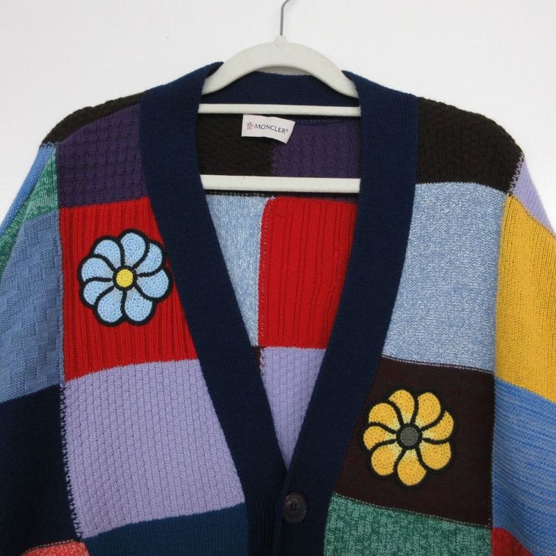 Moncler Genius 1 JW Anderson Cashmere Blend Cardigan Patchwork M Multicolor