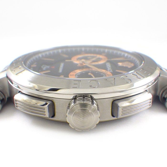 Versace Watch Aion Date Chronograph Small Seconds Black Dial SS Quartz Analog