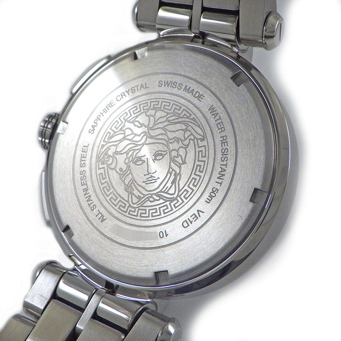Versace Watch Aion Date Chronograph Small Seconds Black Dial SS Quartz Analog