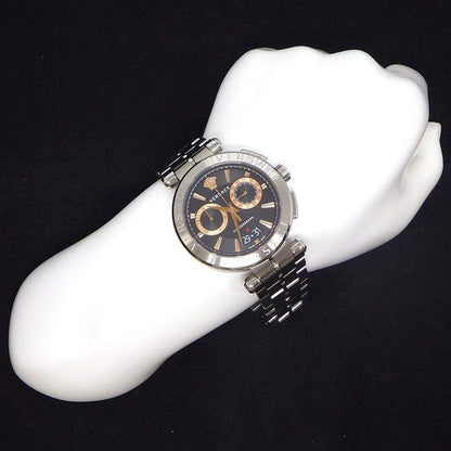Versace Watch Aion Date Chronograph Small Seconds Black Dial SS Quartz Analog