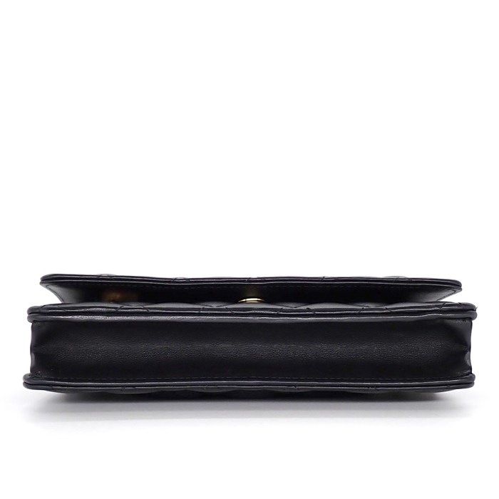 Chanel Quilted Classic Chain Wallet Black Gold Lambskin