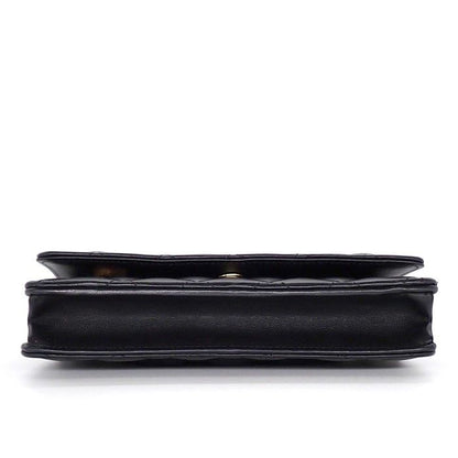 Chanel Quilted Classic Chain Wallet Black Gold Lambskin