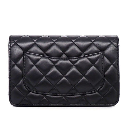 Chanel Quilted Classic Chain Wallet Black Gold Lambskin