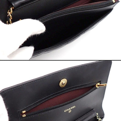 Chanel Quilted Classic Chain Wallet Black Gold Lambskin