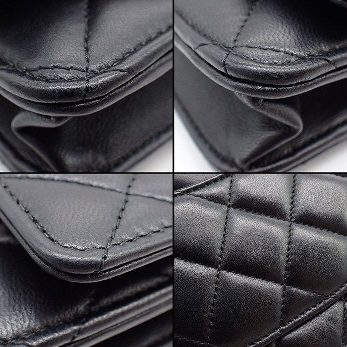 Chanel Quilted Classic Chain Wallet Black Gold Lambskin