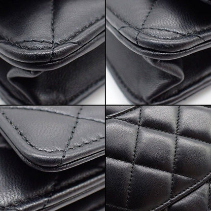 Chanel Quilted Classic Chain Wallet Black Gold Lambskin
