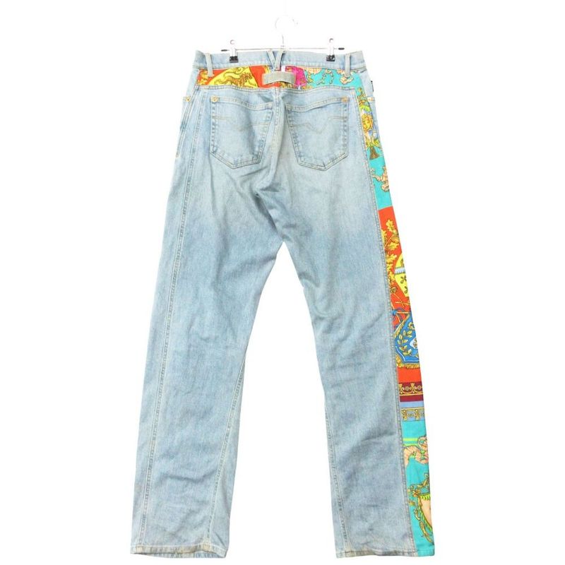 Versace Royal Rebellion Contrast Denim Pants Medusa Baroque Style Jeans 30